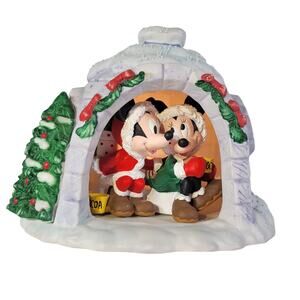 Disney Mickey & Minnie Mouse Christmas Igloo Lighted Decoration Enesco